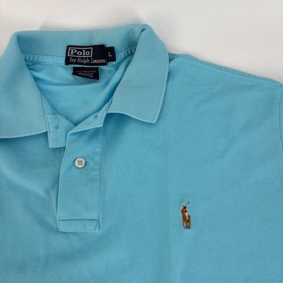 Polo Ralph Lauren Men's Light Blue Classic Fit Pima Cotton Polo Shirt Size L - Picture 2 of 4